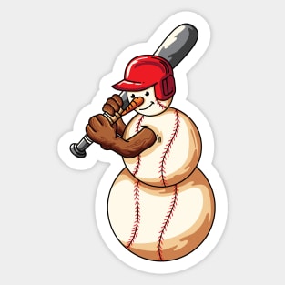 Christmas Baseball Snowman Baseball Lover Sticker